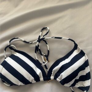 Juicy Couture navy and White Striped Bikini Top